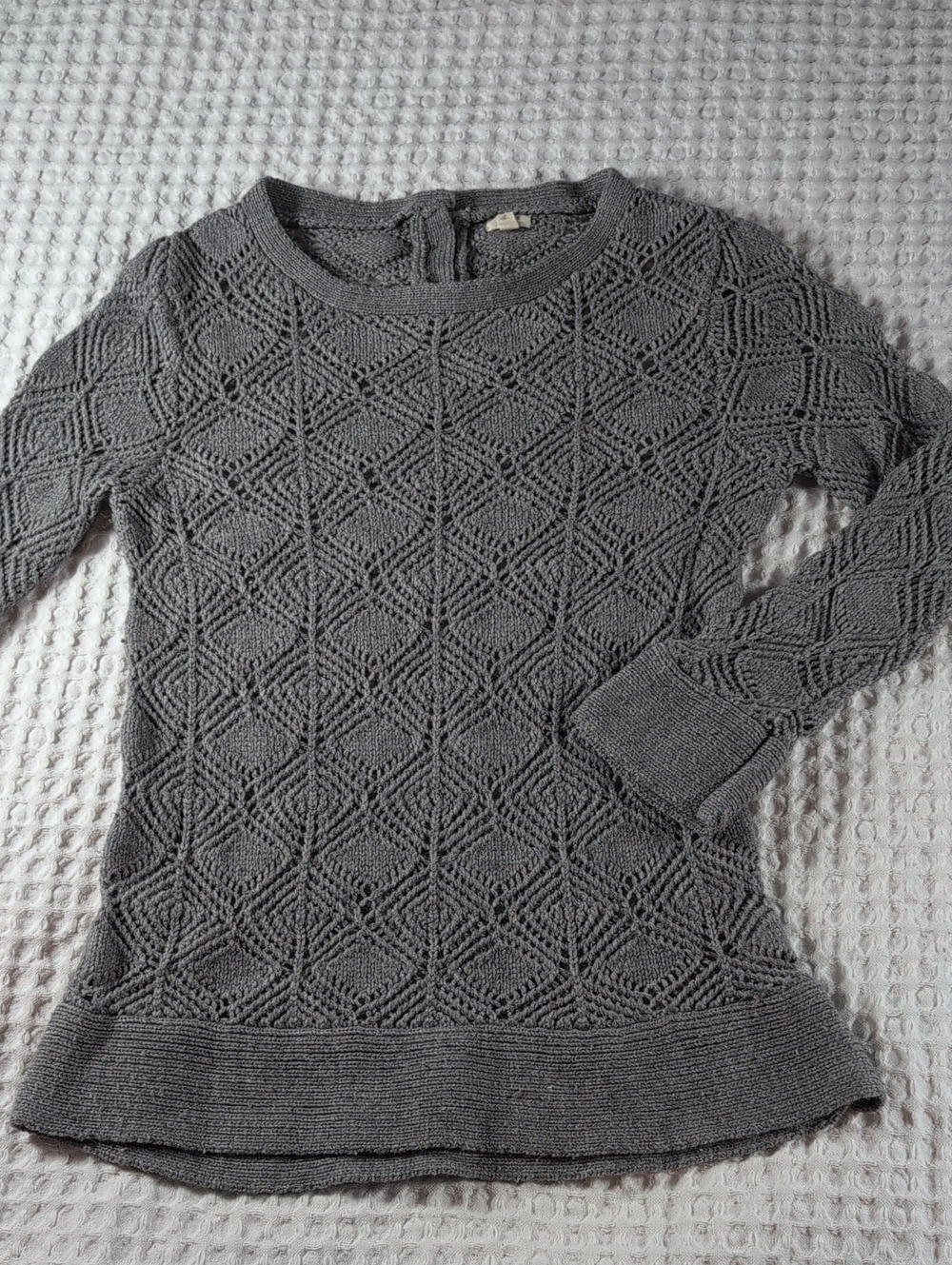 J. Crew Wool Alpaca Blend Gray Diamond-Point Knit Crewneck Sweater Size S